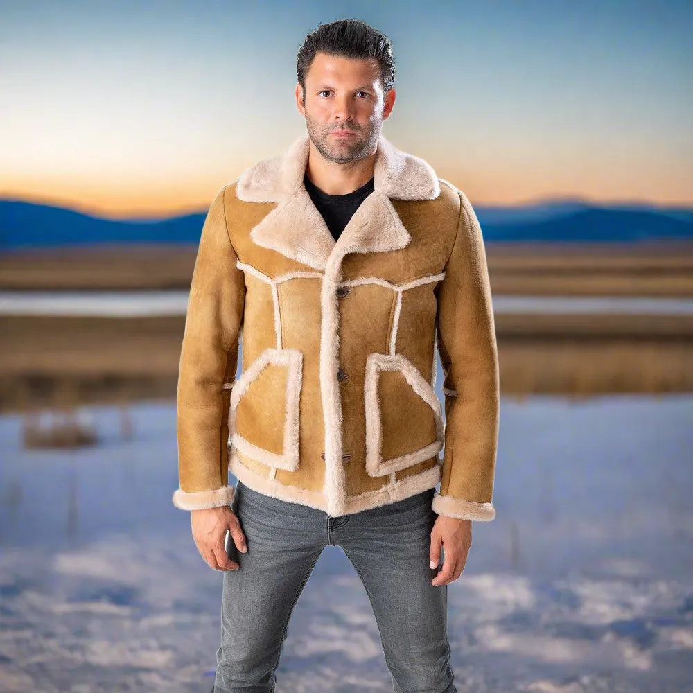 RC1 - Cuadra abstract western cowboy shearling sheepskin jacket for men