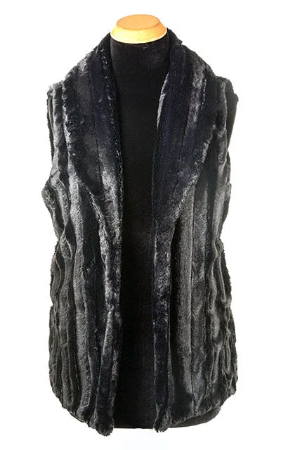 Shawl Collar Vest - Minky Black Faux Fur in Black