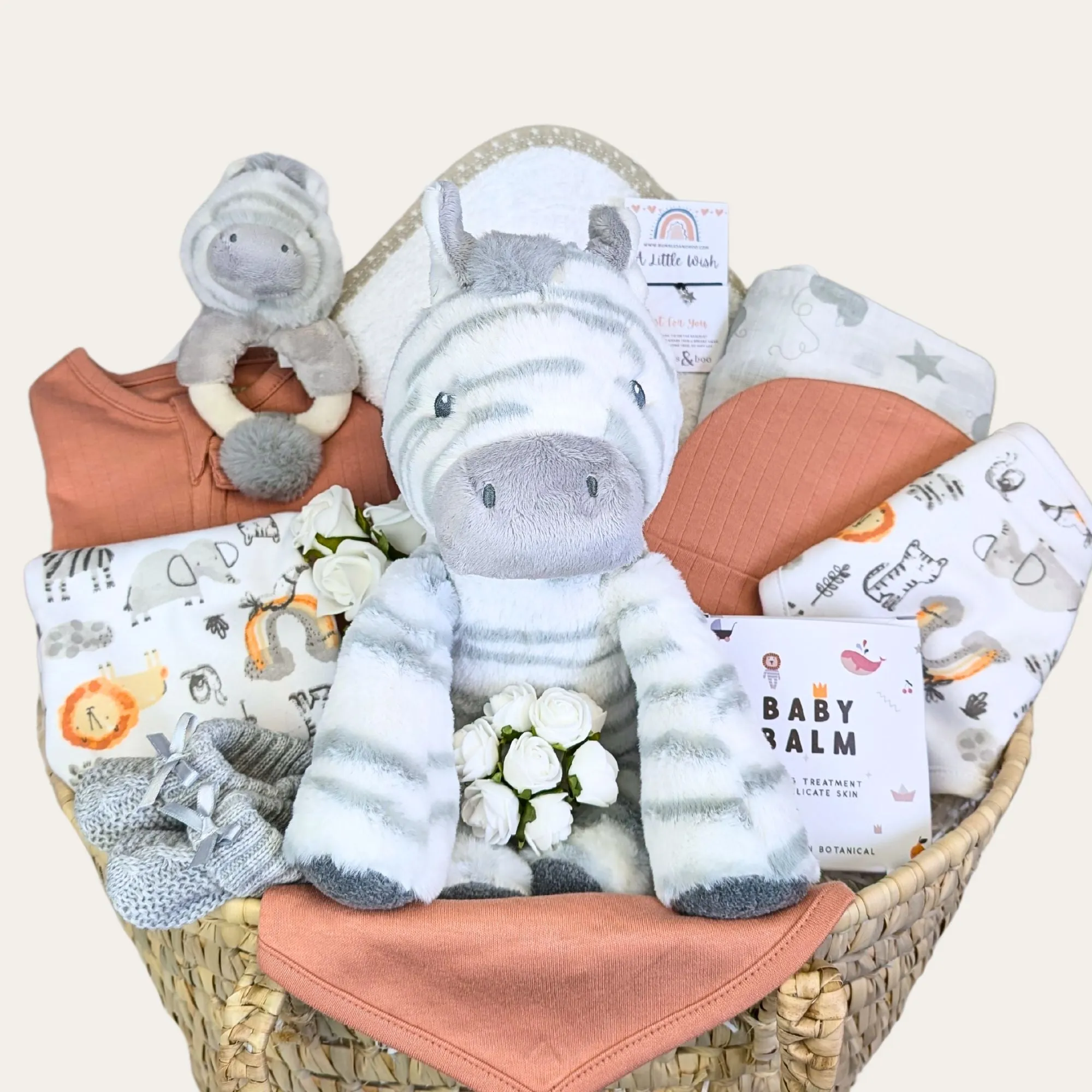 Snuggles from the Savanna New Baby Gifts Basket Personalised