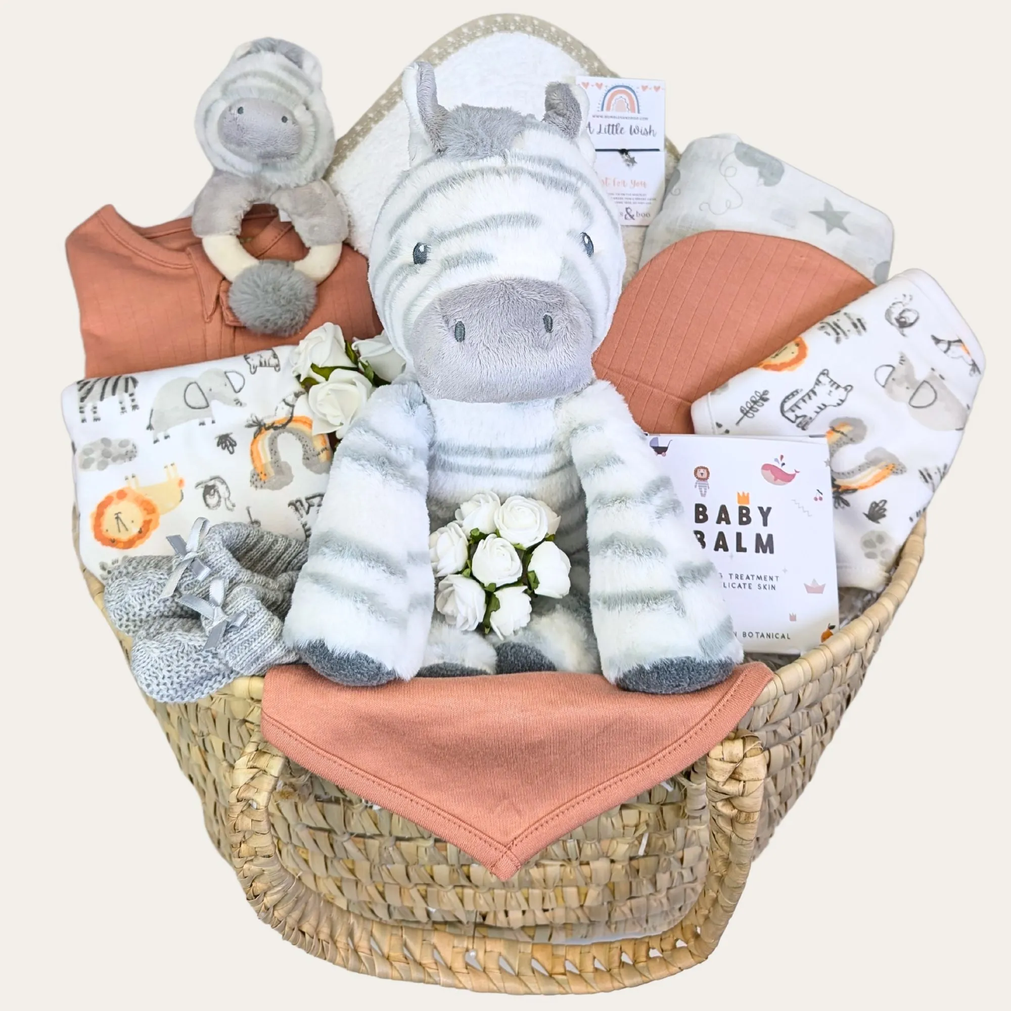 Snuggles from the Savanna New Baby Gifts Basket Personalised