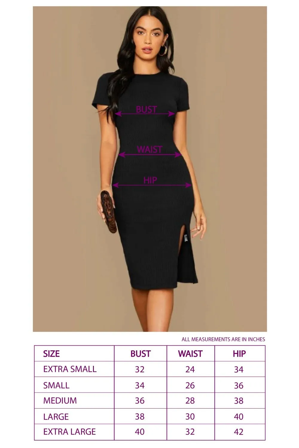 Split Hem Bodycon Dress Black