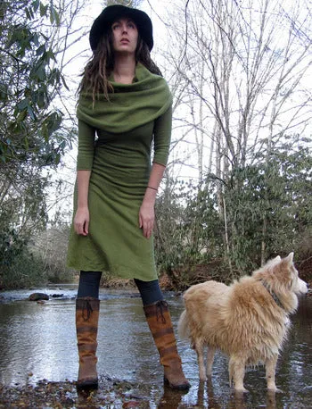 Super Cowl Simplicity Below Knee Dress