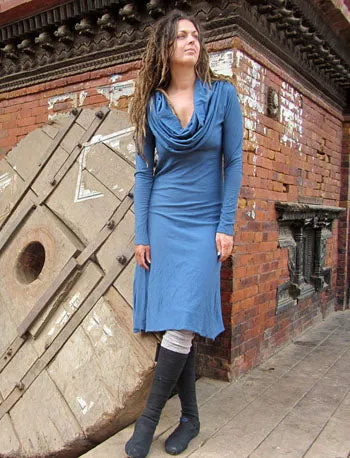 Super Cowl Simplicity Below Knee Dress