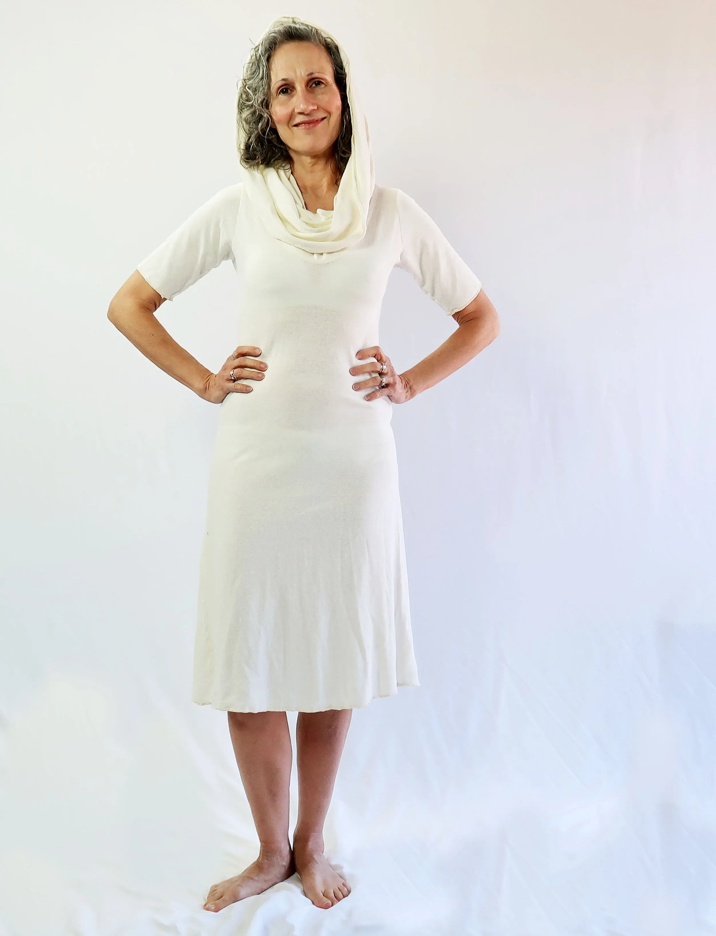 Super Cowl Simplicity Below Knee Dress