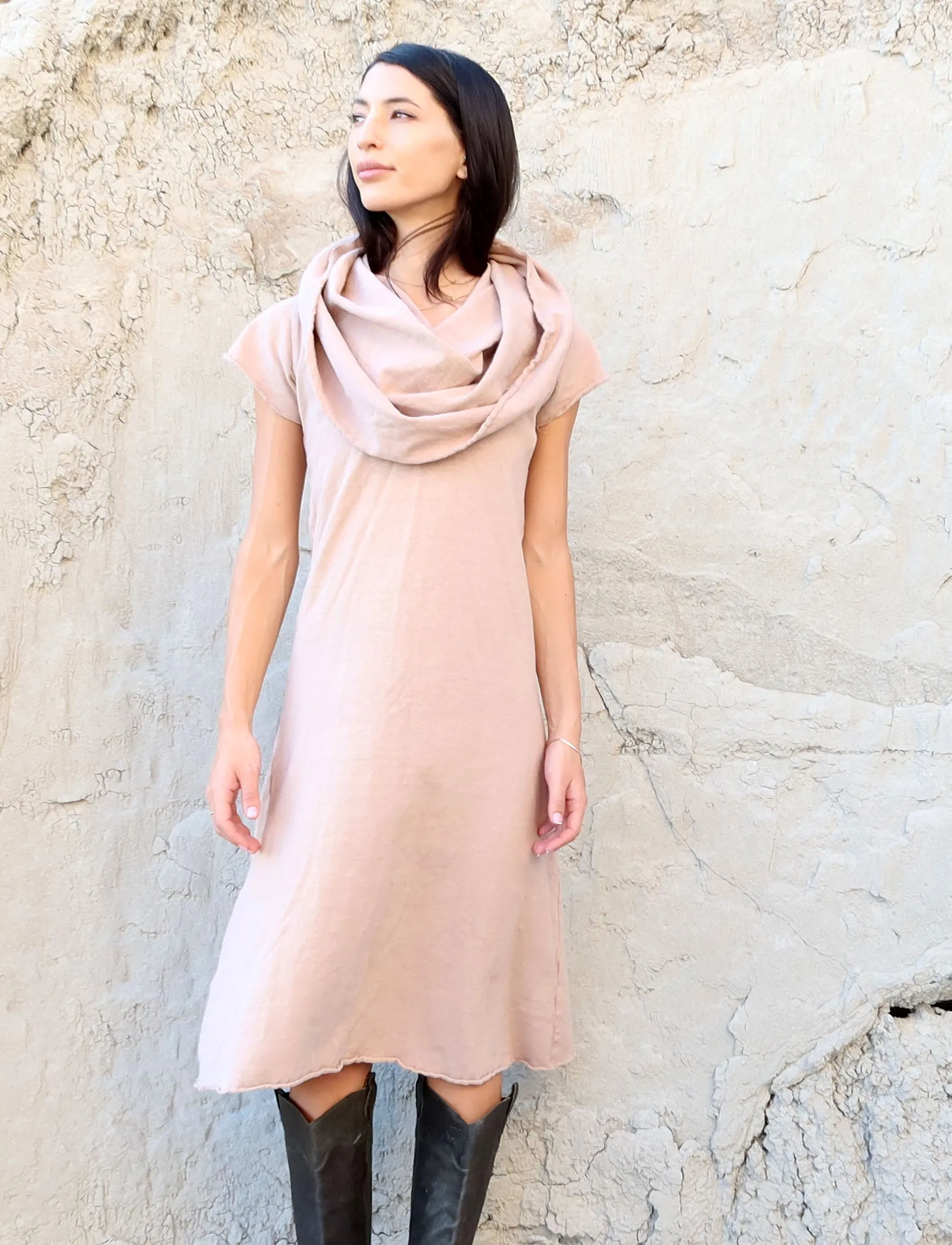 Super Cowl Simplicity Below Knee Dress