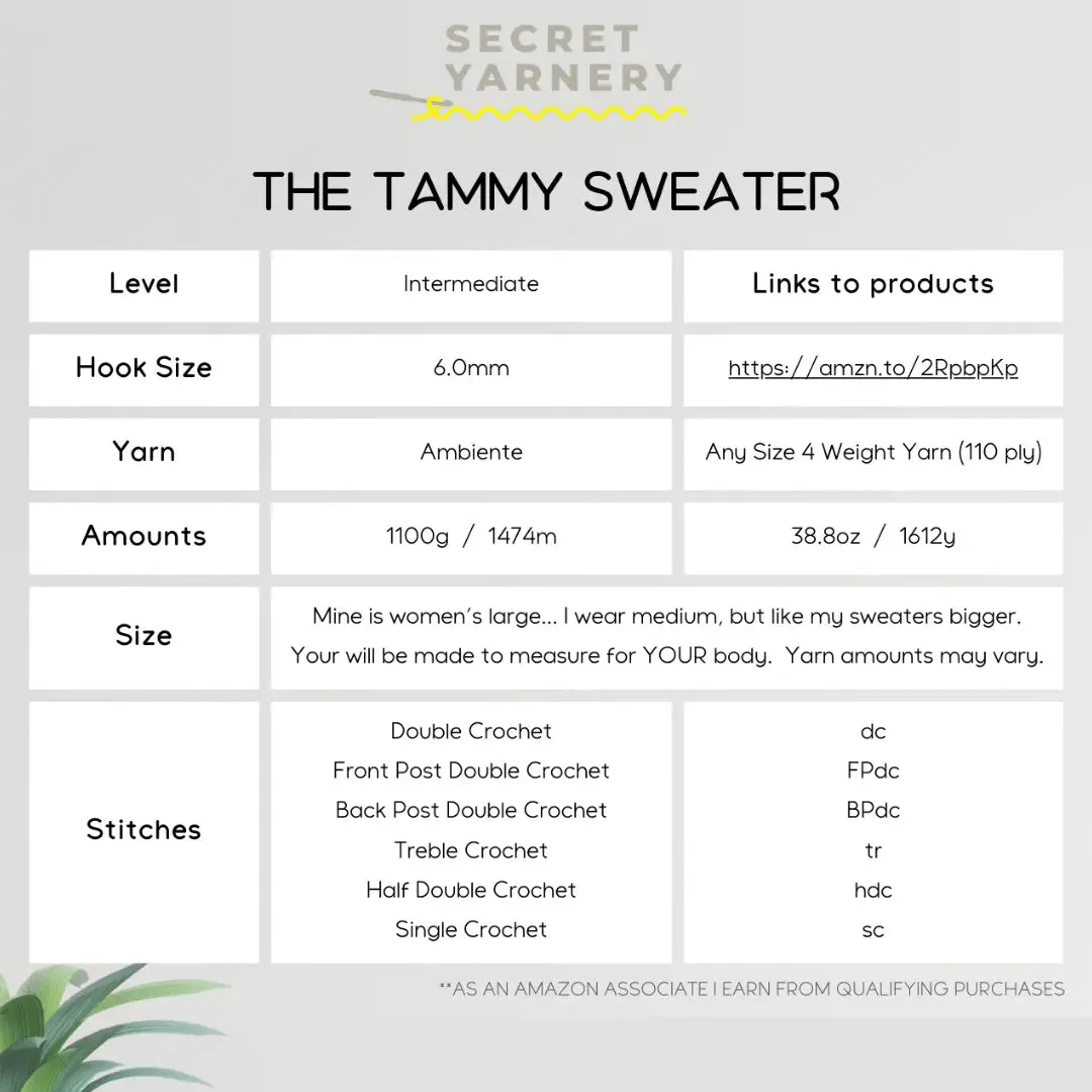 The Tammy Sweater - Easy Crochet Sweater Pattern for Beginners