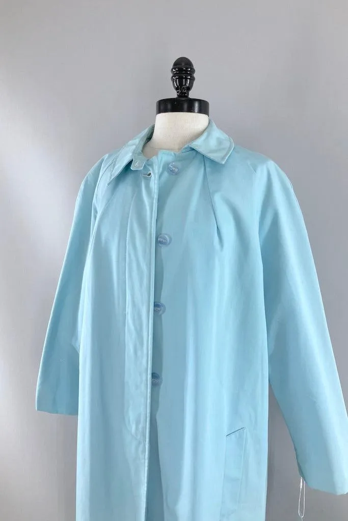 Vintage Pastel Blue Spring Overcoat Raincoat