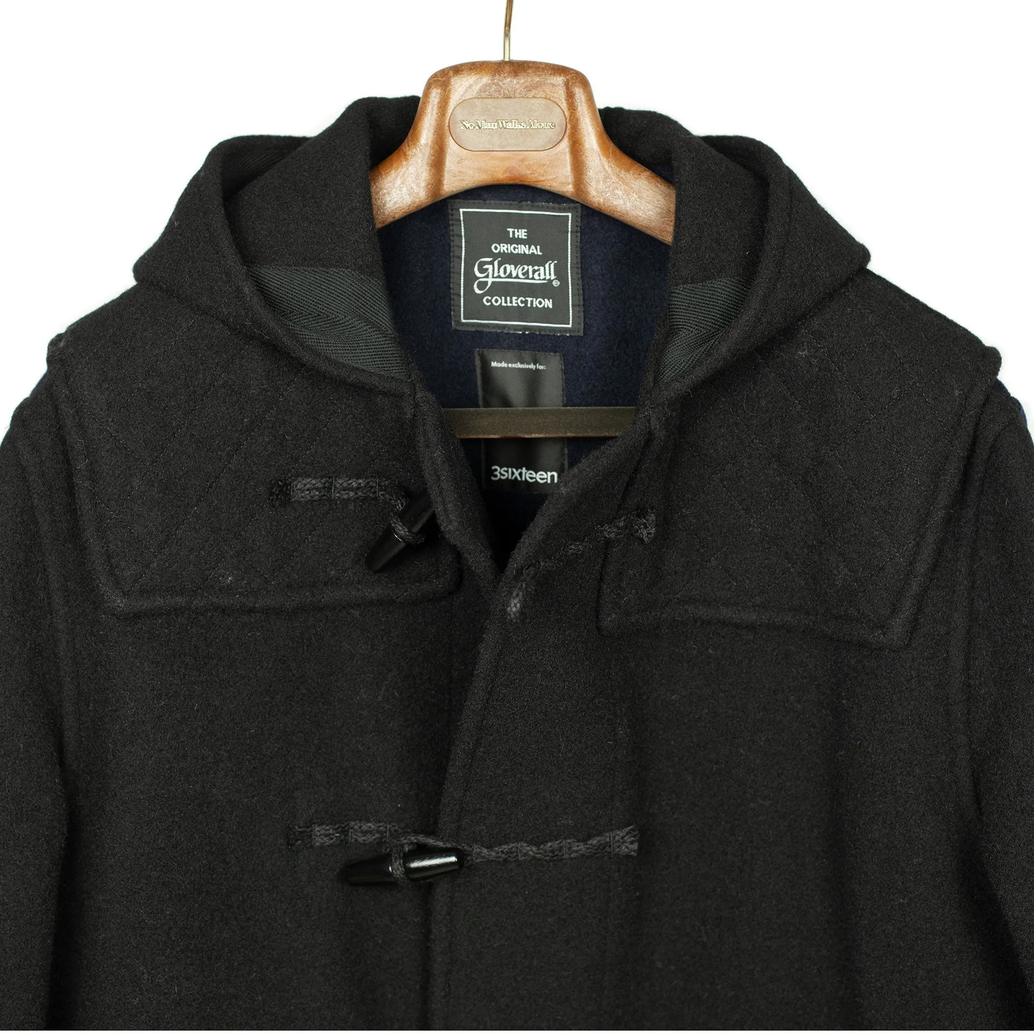 x Gloverall duffle coat in two-tone black and navy wool